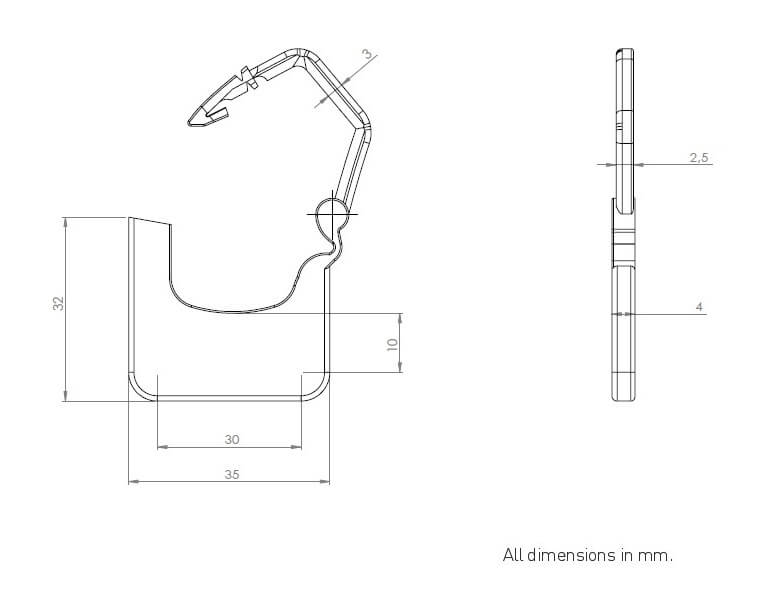 Hasp Seal Single Technical Dimensions Diagram