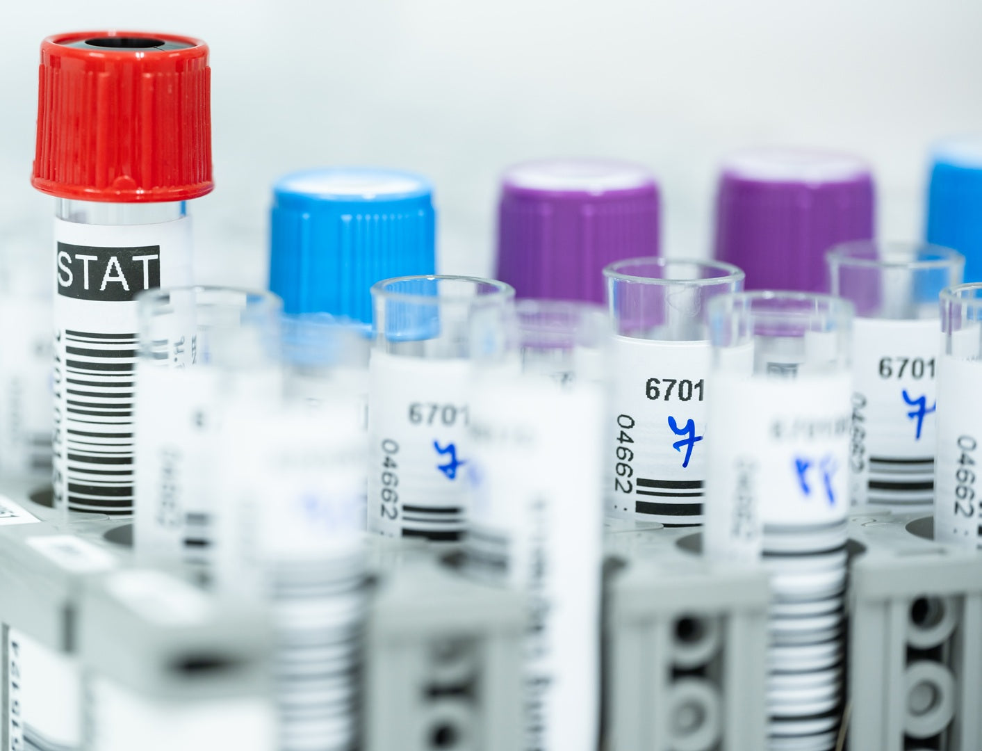 Bar Code Data - healthcare cryogenic vials with labels in a tray