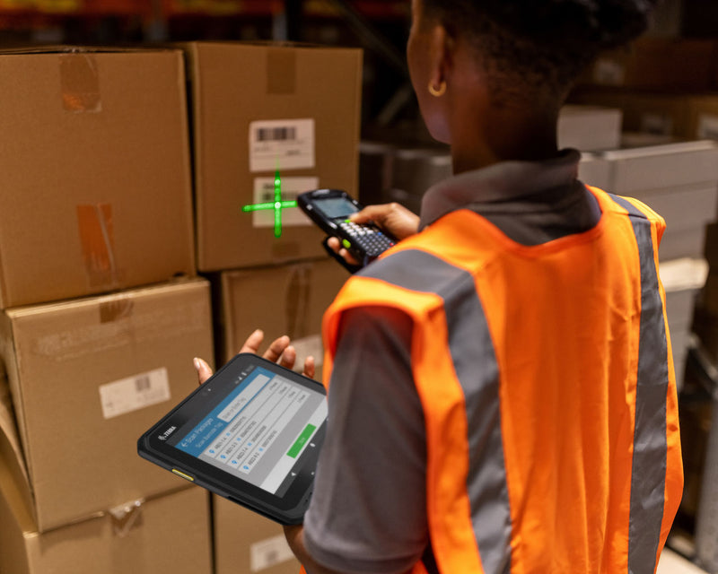 Bar Code Data Mobile Device in Warehouse Setting