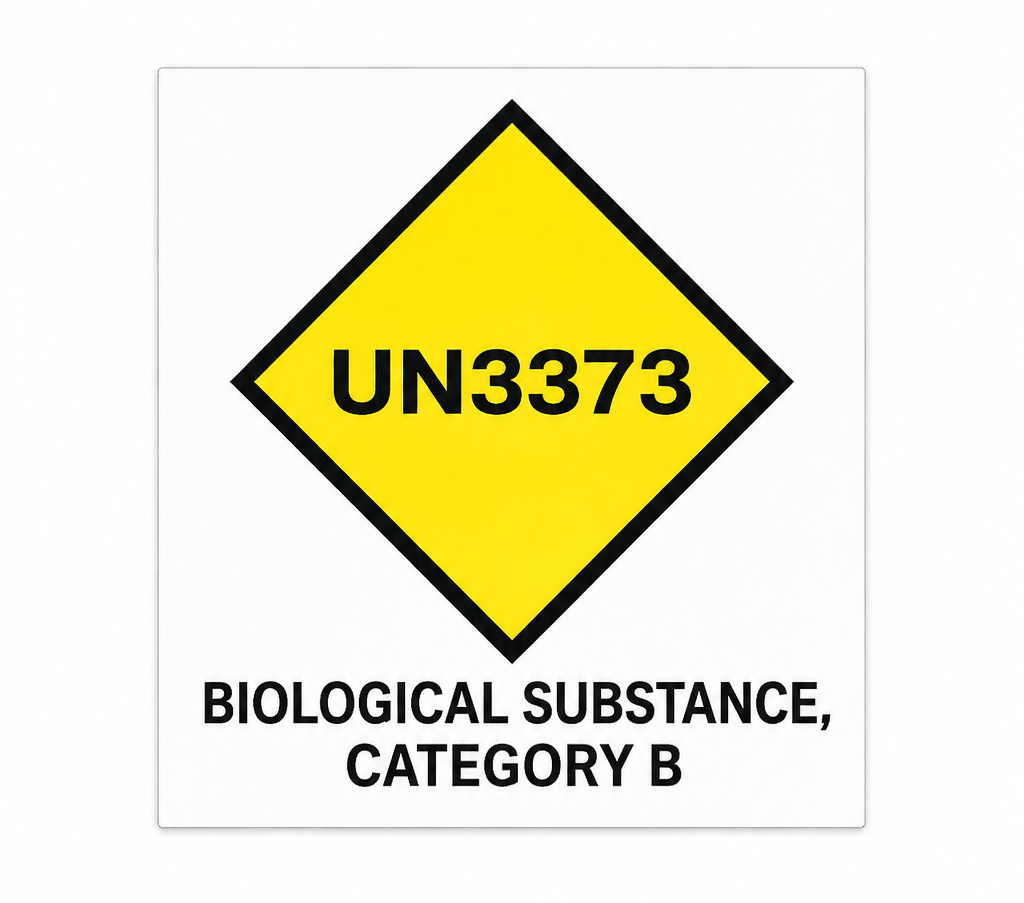 Barcode Data UN3373 sticker for insulated transport bags