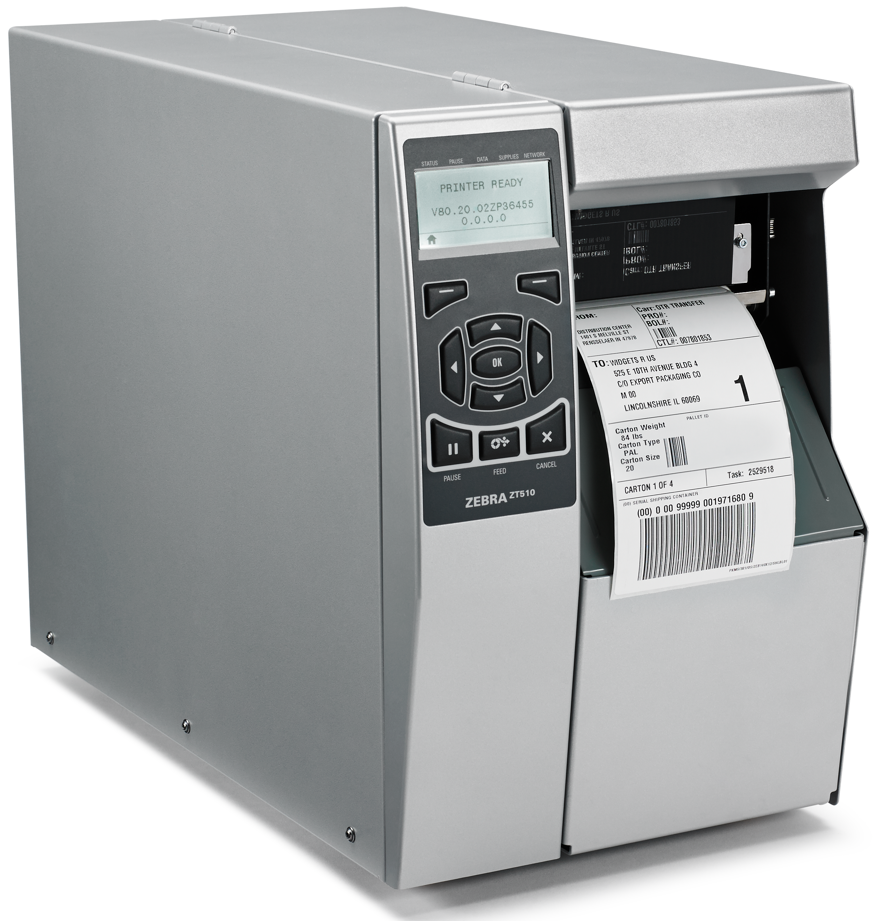 Zebra ZT510 Industrial Printer printing to the right