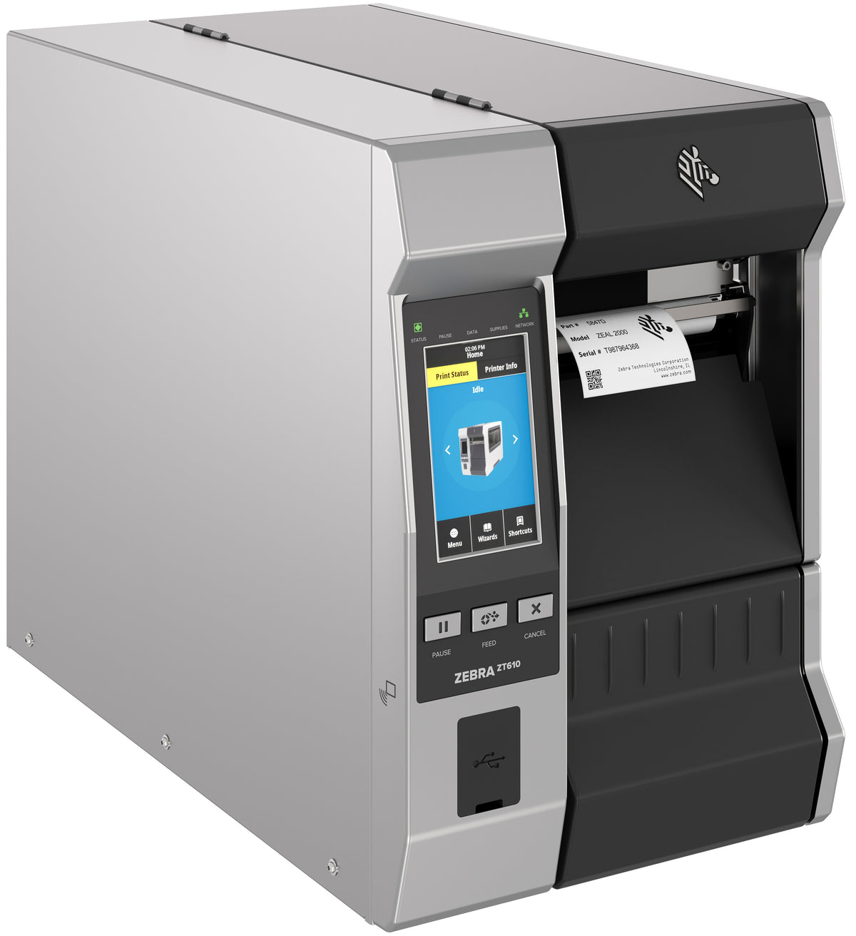 Zebra ZT610 Industrial Printer printing to the right 