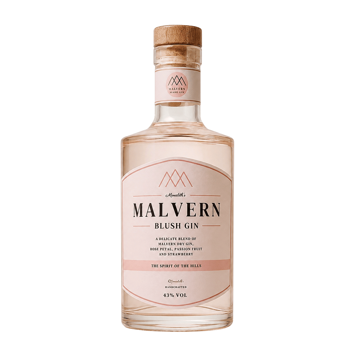 Custom printed label on gin bottle
